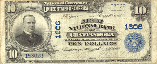 $10 1st NB Chattanooga Ch1606 1902 PB